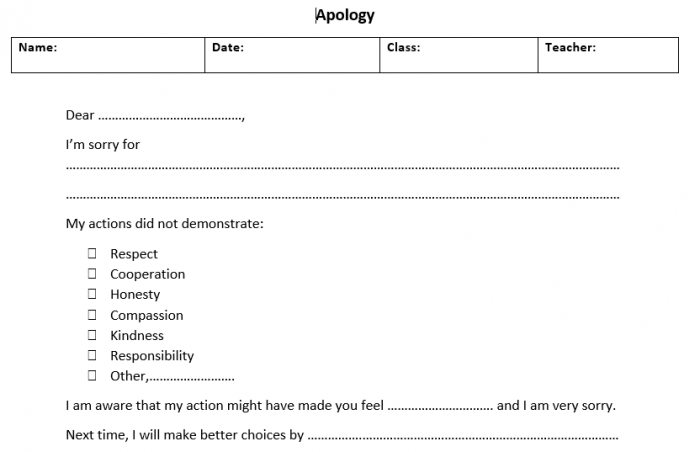 Apology Letter